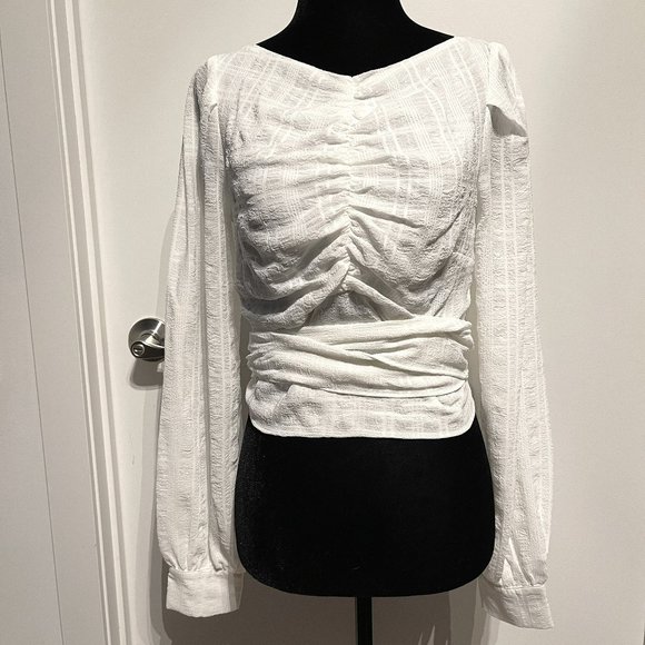 STORIA Wrap Blouse, White, Size S - Picture 1 of 8